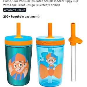Kids Leak-Resistant Sippy Cup with Straw - Orange & Blue